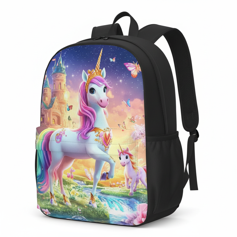 pink unicorn school backpack - white-bg