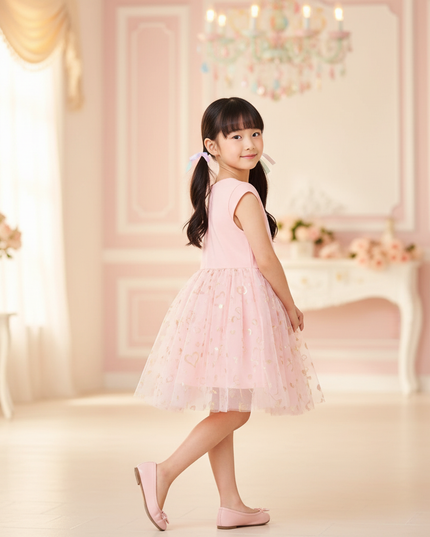 pink unicorn sequin party dress - back