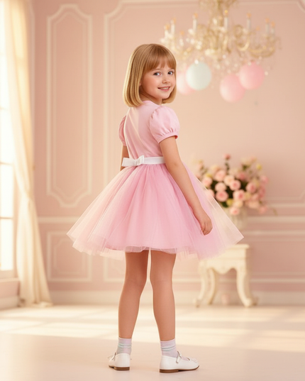 pink unicorn sequin tulle dress - back