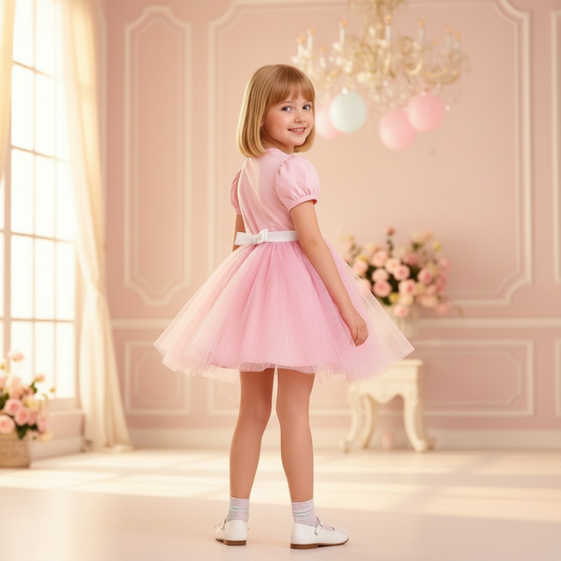 pink unicorn sequin tulle dress - back
