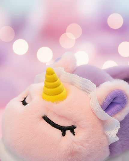 pink unicorn slippers - detail