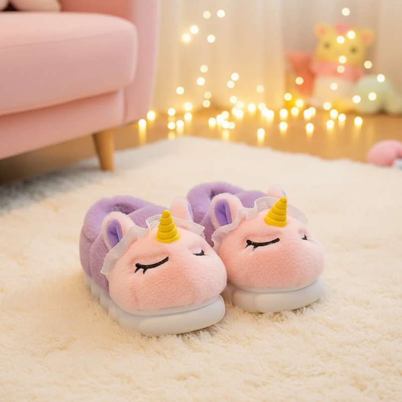 pink unicorn slippers - lifestyle