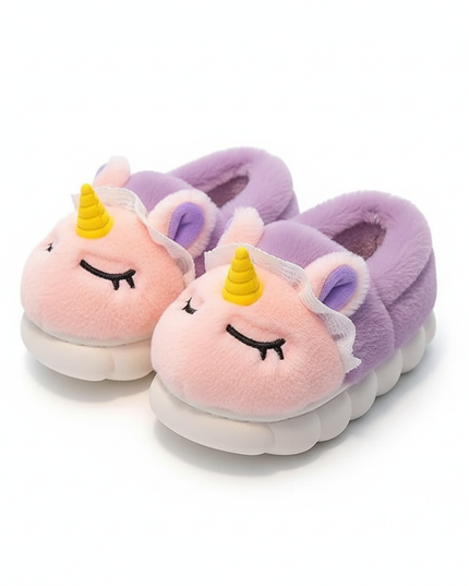 pink unicorn slippers - white-bg