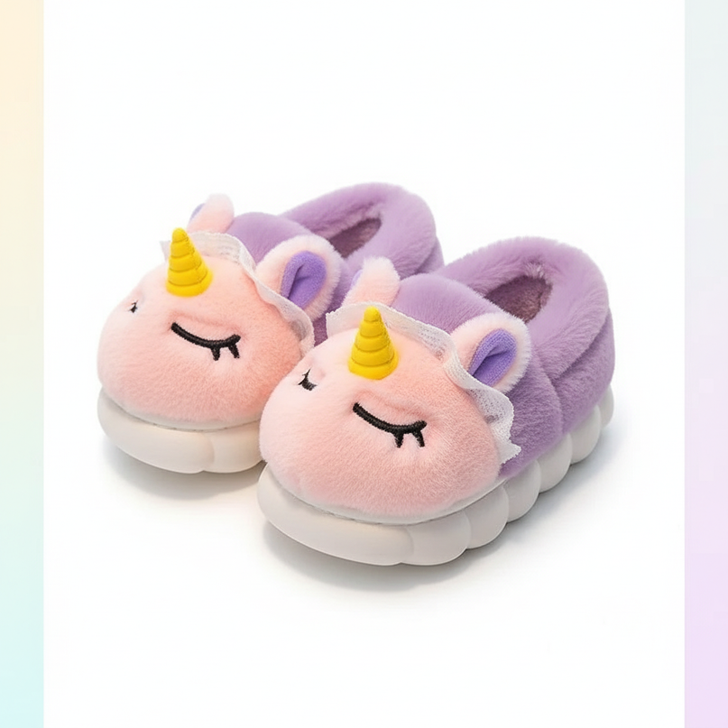 pink unicorn slippers - white-bg
