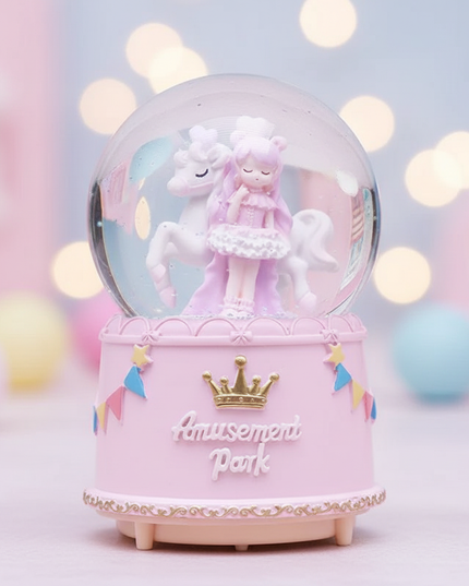 pink unicorn snow globe - lifestyle