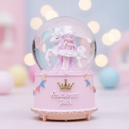 pink unicorn snow globe - lifestyle