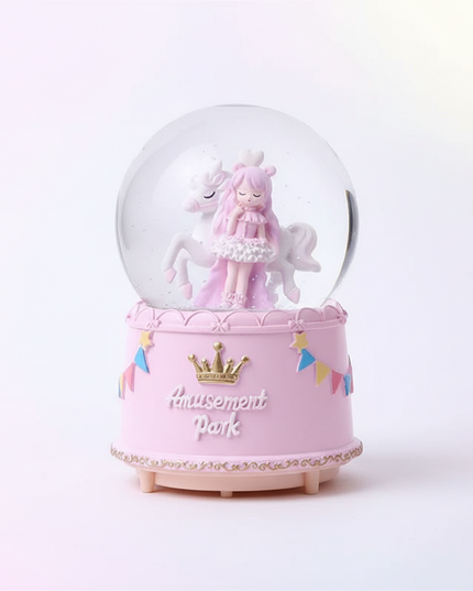 pink unicorn snow globe - white-bg