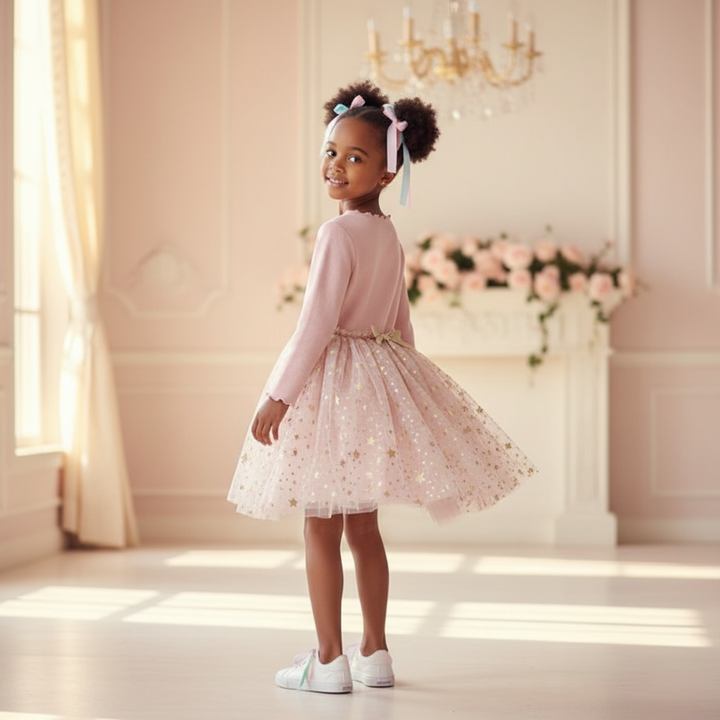 pink unicorn star dress - back