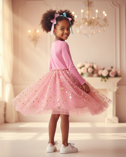 pink unicorn star tutu dress - back