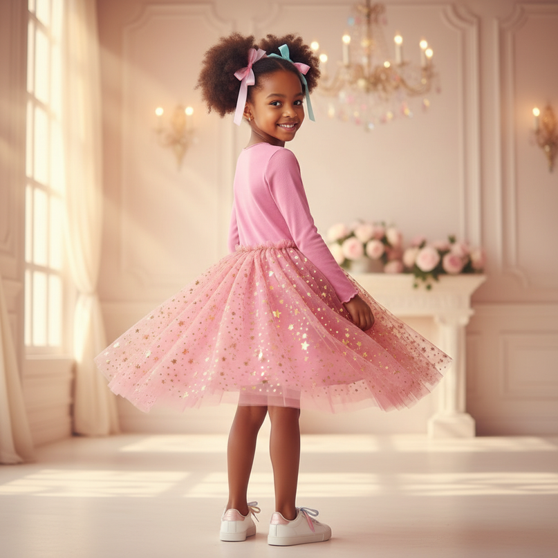pink unicorn star tutu dress - back