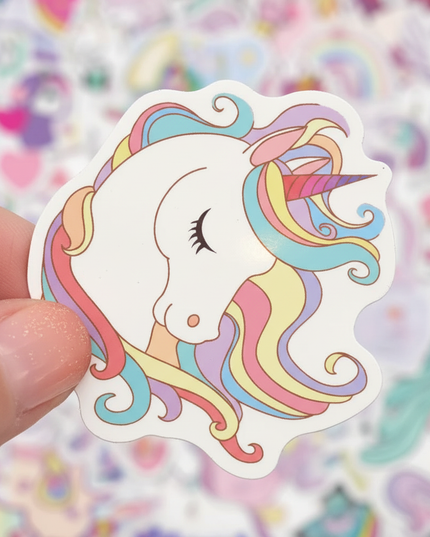 pink unicorn stickers - detail