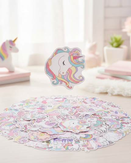 pink unicorn stickers - lifestyle
