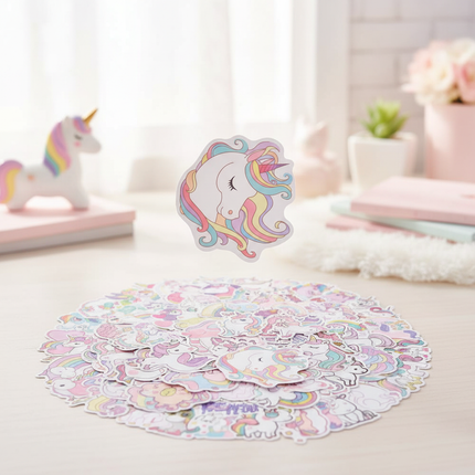 pink unicorn stickers - lifestyle
