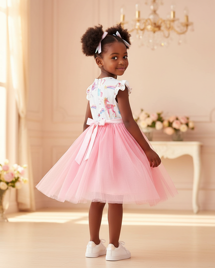 pink unicorn tutu dress - back