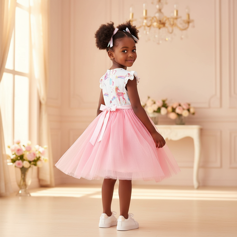 pink unicorn tutu dress - back