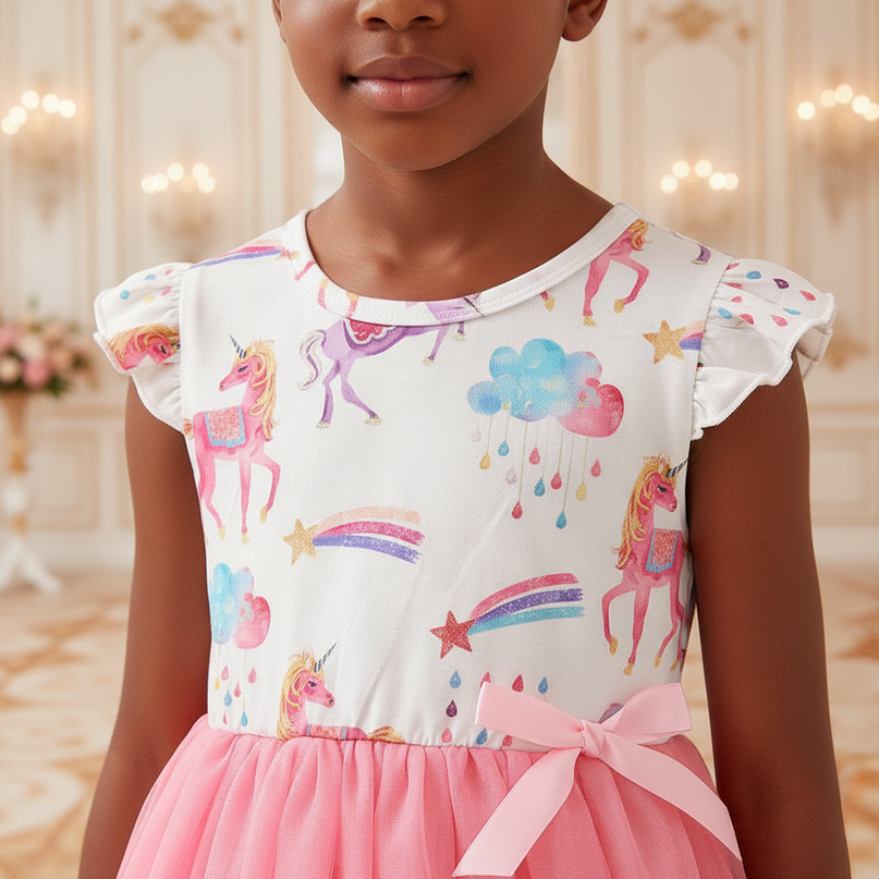 pink unicorn tutu dress - detail