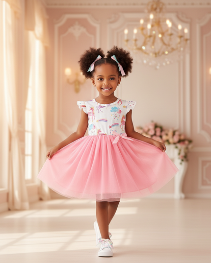pink unicorn tutu dress - front