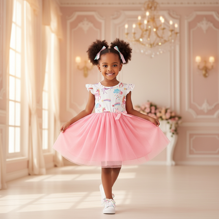pink unicorn tutu dress - front