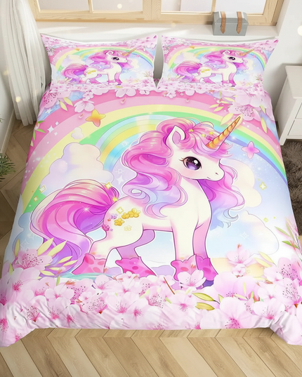 pink unicorn twin bedding - lifestyle