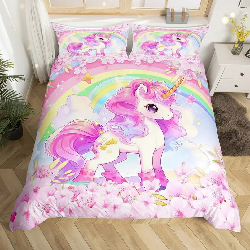 pink unicorn twin bedding - lifestyle