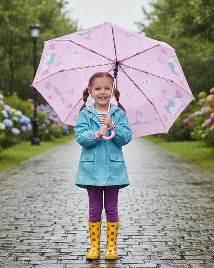pink unicorn umbrella - in-use
