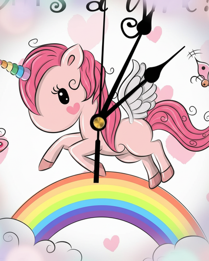 pink unicorn wall clock - detail