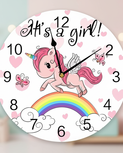 pink unicorn wall clock - lifestyle