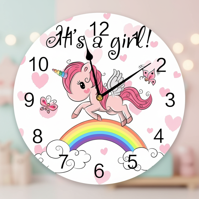 pink unicorn wall clock - lifestyle