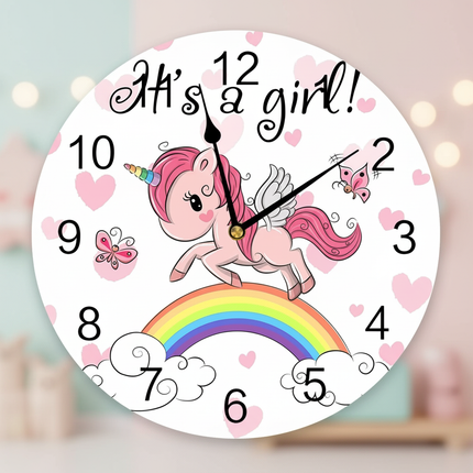 pink unicorn wall clock - lifestyle