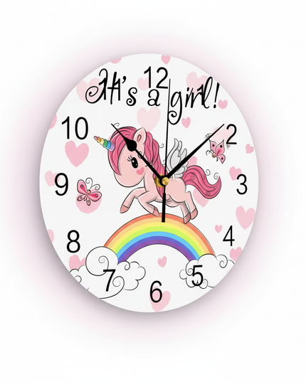 pink unicorn wall clock - white-bg