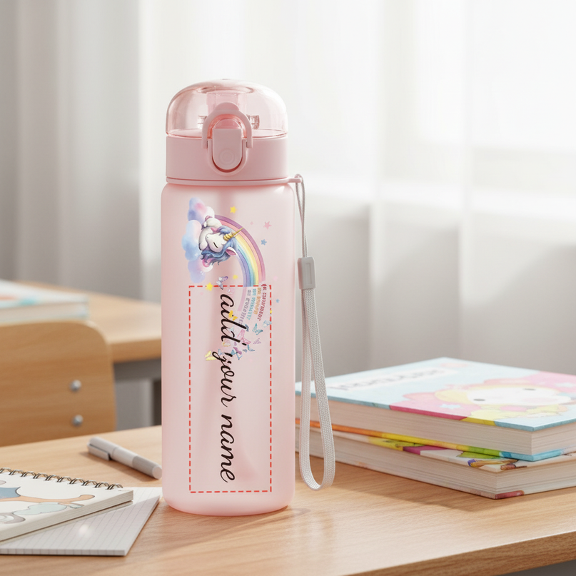 pink unicorn water bottle - lifestyle