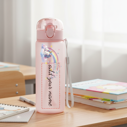 pink unicorn water bottle - lifestyle