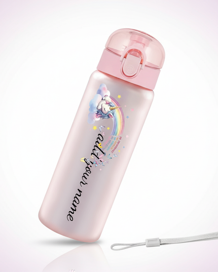pink unicorn water bottle - white-bg