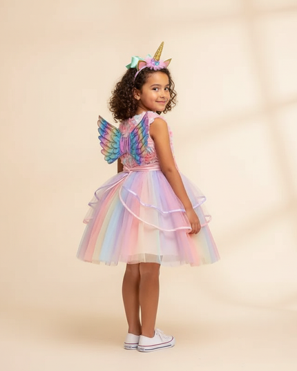 pink unicorn wings dress - back