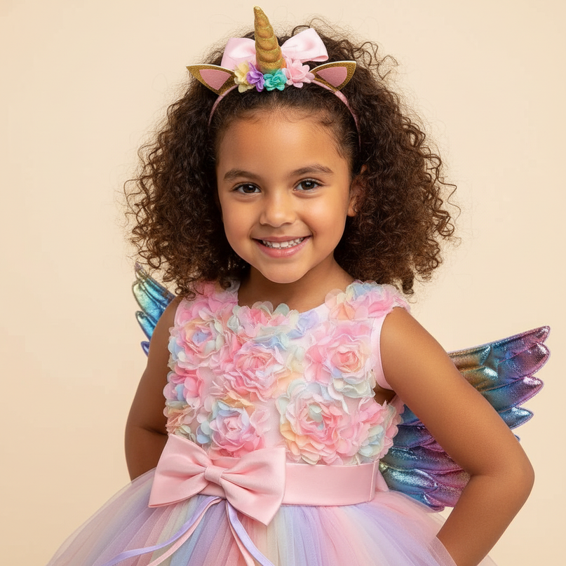 pink unicorn wings dress - detail