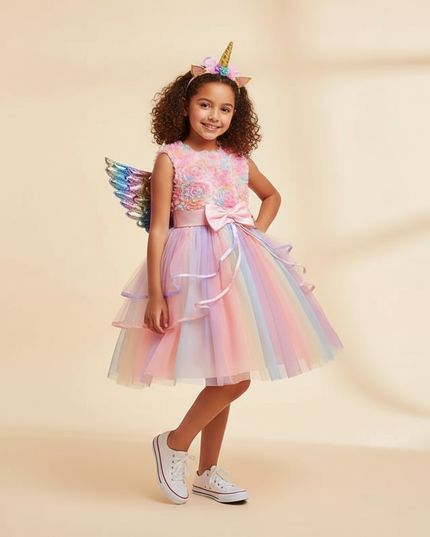 pink unicorn wings dress - front