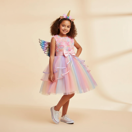 pink unicorn wings dress - front