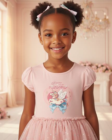 pink unicorn wings tutu dress - detail