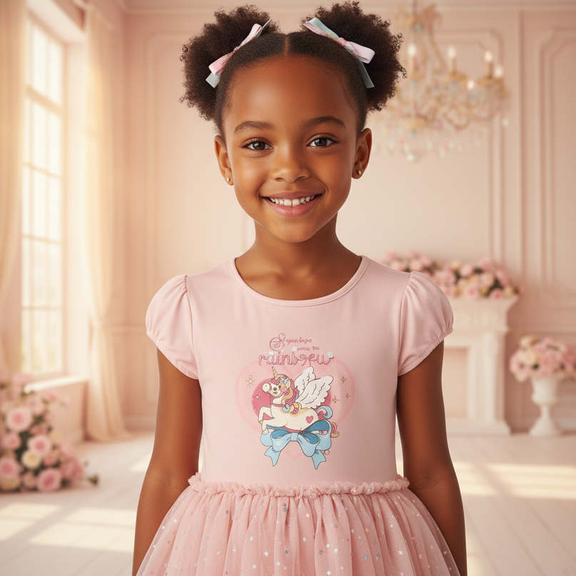 pink unicorn wings tutu dress - detail