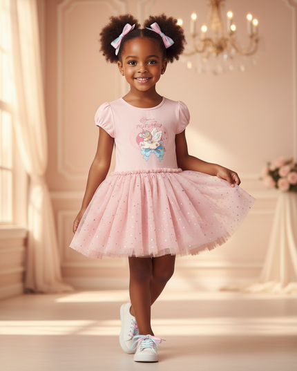 pink unicorn wings tutu dress - front
