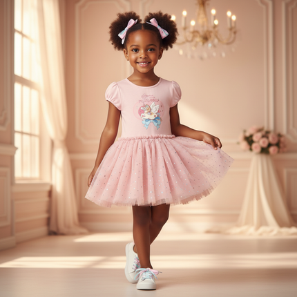 pink unicorn wings tutu dress - front