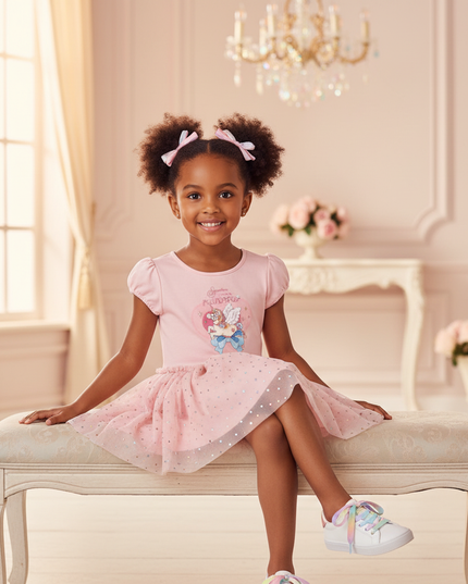 pink unicorn wings tutu dress - sitting