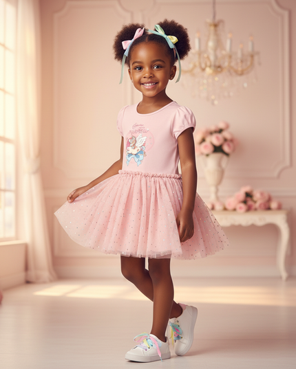 pink unicorn wings tutu dress - three-quarter