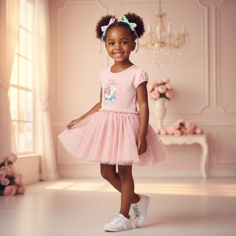 pink unicorn wings tutu dress - three-quarter