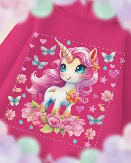 pink unicorn zip hoodie - detail