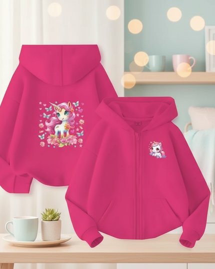 pink unicorn zip hoodie - lifestyle