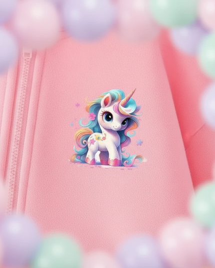 pink unicorn zip up hoodie - detail