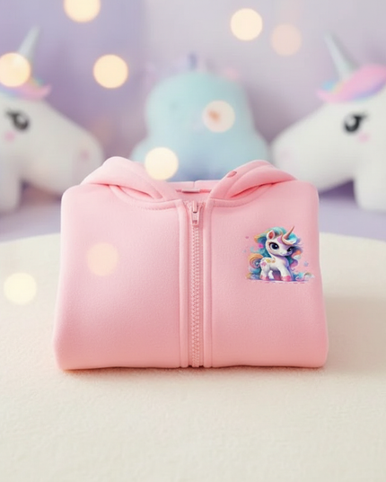 pink unicorn zip up hoodie - lifestyle