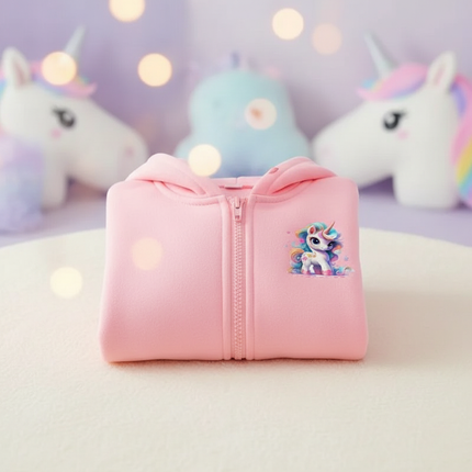 pink unicorn zip up hoodie - lifestyle