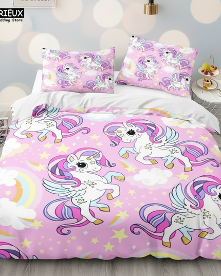 pink winged unicorn allover bedding - lifestyle